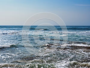 Rough Sea Washing Over Rock Pool, Cronulla Beach, Sydney, Australia