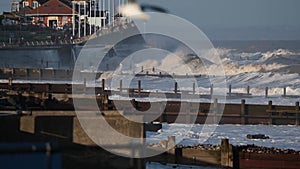 Rough seas at Hornsea in East Yorkshire, UK.