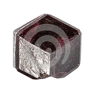 rough single rhodolite crystal isolated on white