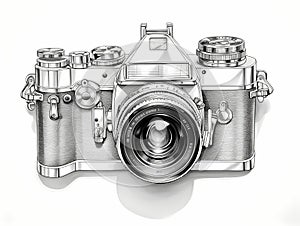 Rough Sketch Of A Dslr Camera, A Drawing Of A Camera