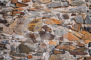 Rough stone wall pattern with brickwork texture