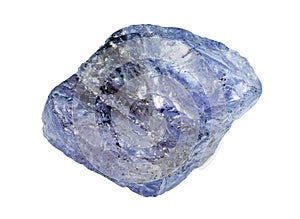 rough tanzanite crystal isolated on white