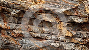 The rough texture of a rock face etched with deep crevices and striations that resemble a puzzle waiting to be solved
