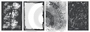 Rough textures set flyer monochrome