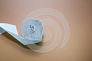 Rough toilet paper role fabricated from recycled paper photo