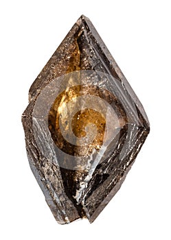 rough twinned brown titanite crystal isolated