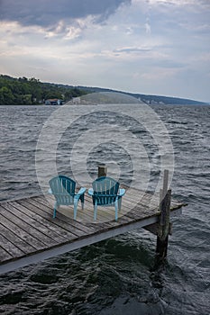 Rough waters as a storm comes in over Seneca Lake at Watkins Glen, NY