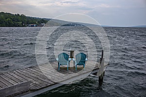 Rough waters as a storm comes in over Seneca Lake at Watkins Glen, NY