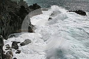 Rough waves in the west coast of La Palma island,