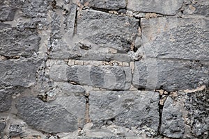 Rough weathered ancient mayan stone  wall surface texture close up