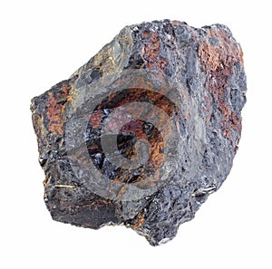 rough wolframite (tungsten ore) stone on white