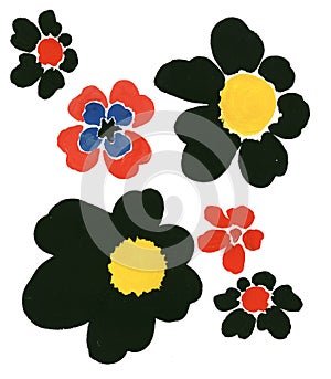 Roughly painted flowers fashion design elements