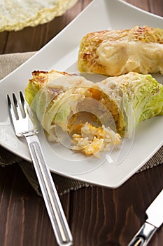 Roulade of cabbage and rice