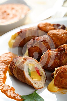 Roulade with cheese and dressing