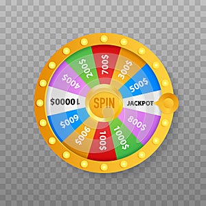 Roulette 3d fortune. Wheel fortune for game and win jackpot. Online casino concept. Internet casino marketing. Vector stock