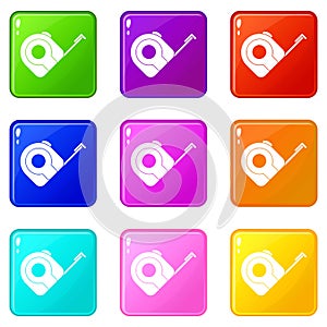 Roulette construction tool icons 9 set