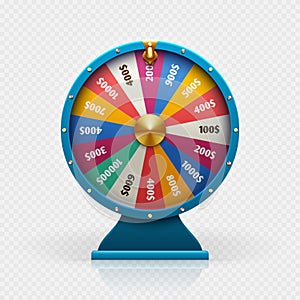 Roulette 3d fortune wheel isolated vector illustration for gambling background and lottery win concept