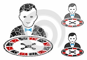 Roulette dealer Mosaic Icon of Inequal Elements