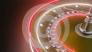 roulette drum model with luminous rings on a black background. 3d render