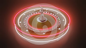 roulette drum model with luminous rings on a black background. 3d render