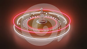 roulette drum model with luminous rings on a black background. 3d render