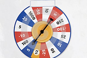 Roulette fortune spinning wheel flat icon casino money games or board game - bankrupt or lucky element. Fortune, wheel