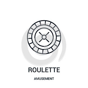 roulette icon vector from amusement collection. Thin line roulette outline icon vector illustration