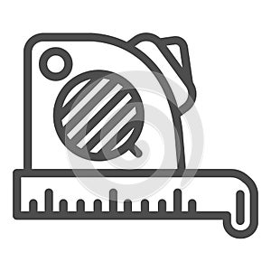 Roulette meter line icon. Measure vector illustration isolated on white. Centimeter tape outline style design, designed