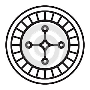 Roulette outline icon. Wheel for game and win jackpot Vector illustration