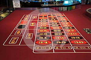 Roulette table in casino