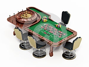 Roulette table isolated on white background. 3D illustration