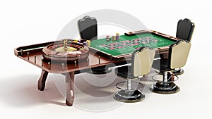 Roulette table isolated on white background. 3D illustration