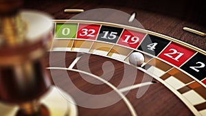 Roulette wheel and ball. Betting concept. 3D illustration