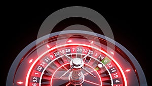 Roulette Wheel Concept Design. Casino Gambling Roulette 3D Realistic With Neon Lights - 3D Illustration