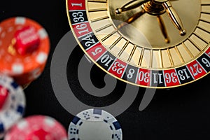 Roulette wheel gambling in a casino.