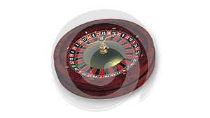 Roulette wheel, gambling game isolated on white