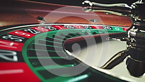 Roulette wheel winning number 15 close up at the Casino