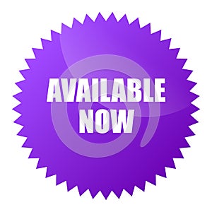 Available now sticker vector illustration