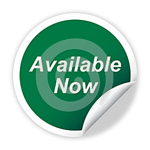 Available now sticker vector illustration