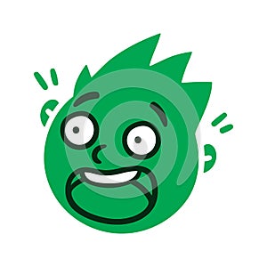 Round abstract face with frightened emotions. Scared emoji avatar. Portrait of a panicked man. Cartoon style. Flat design vector