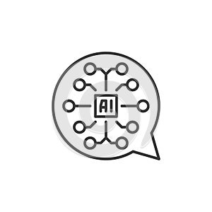 Round AI Speech Bubble vector Artificial Intelligence Brain concept outline icon