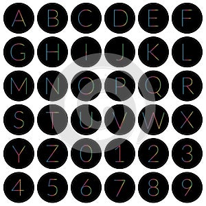 Round alphabet icons