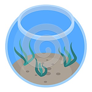 Round aquarium icon, isometric style