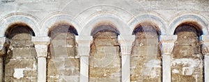 Round arches at cathedral of Peterborough