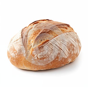 Round Artisan Bread On White Background
