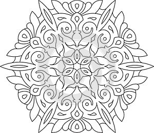 Round asymmetrical decorative element - lace mandala in zentangl photo