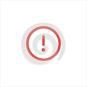 Round Attention red sign with exclamation mark symbol. danger alert caution icon. Error message symbol. Stock vector