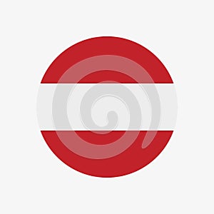 The flag of Austria in a circle.