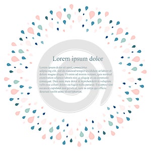 Round background with blue and pink rop water on white, Lorem Ipsum