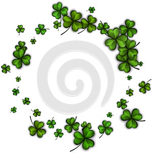 Round background with green shamrocks.